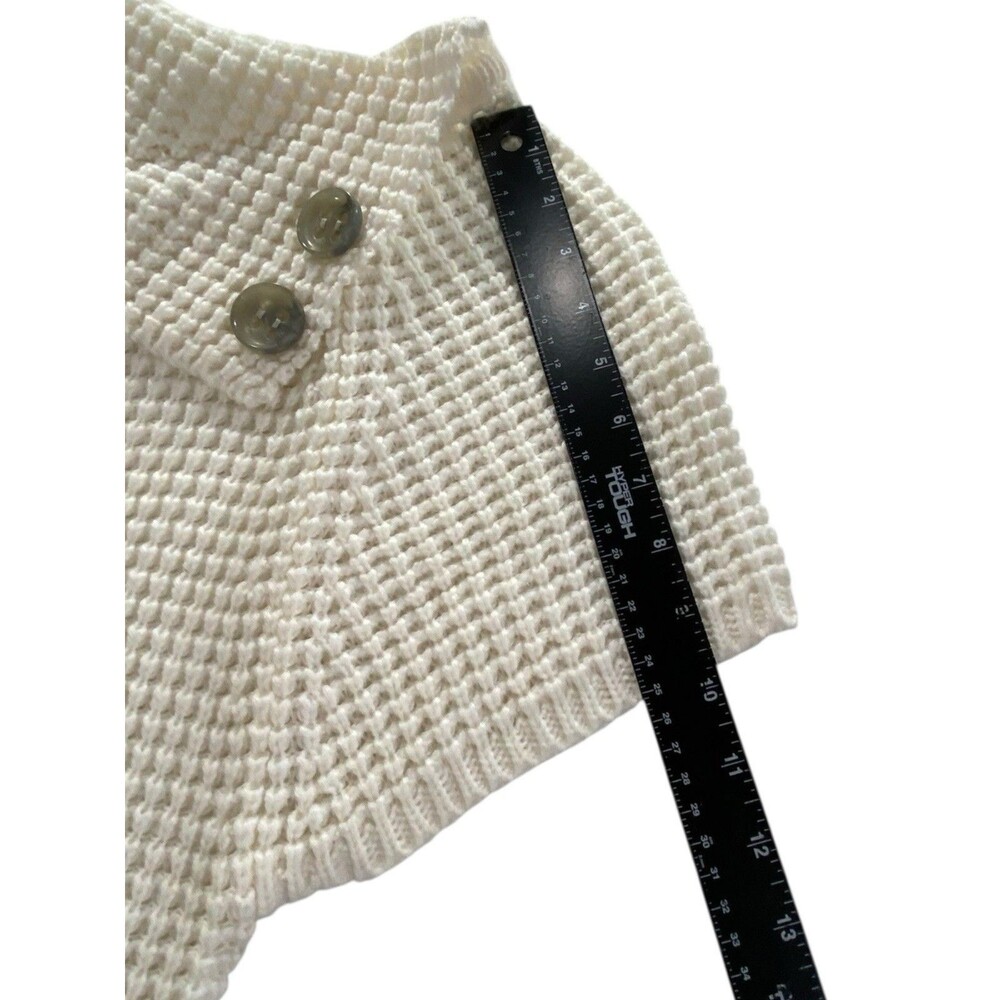 Worthington Cream Waffle Knit Short Sleeve Sweater with Button Collar - Picture 7 of 10